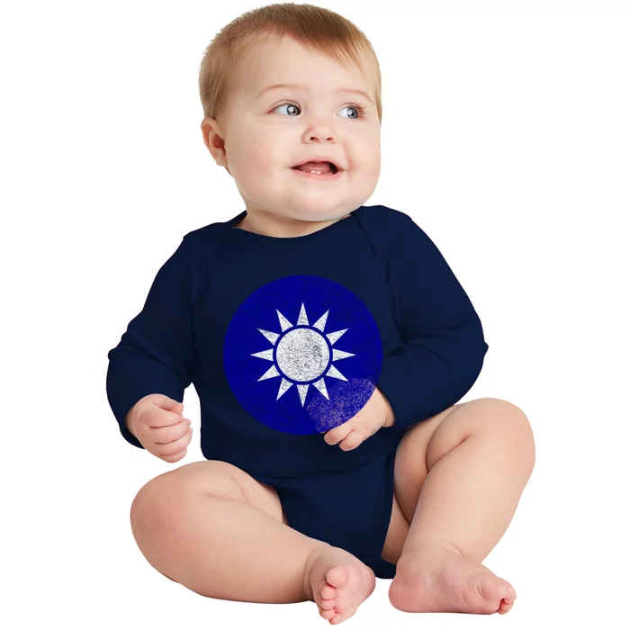 Taiwan Flag Taiwanese Emblem Roundel Taipei Gift Baby Long Sleeve Bodysuit