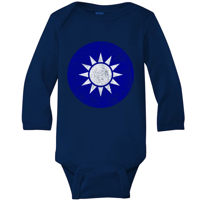 Taiwan Flag Taiwanese Emblem Roundel Taipei Gift Baby Long Sleeve Bodysuit