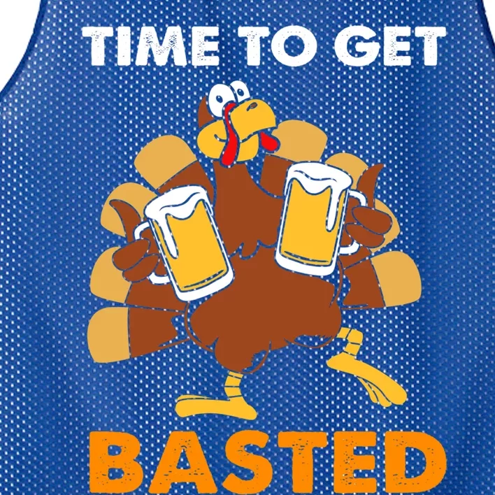 Thanksgiving Funny Turkey Time To Get Basted Great Gift Mesh Reversible Basketball Jersey Tank