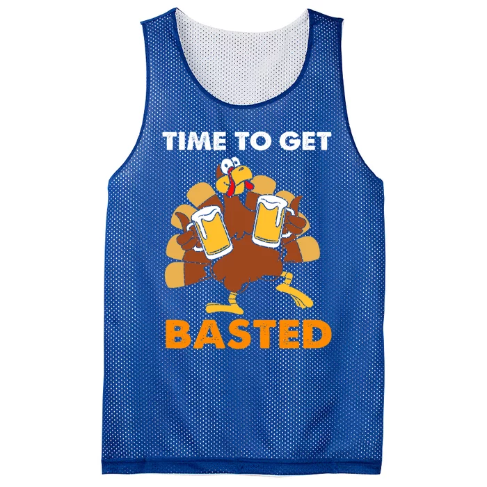 Thanksgiving Funny Turkey Time To Get Basted Great Gift Mesh Reversible Basketball Jersey Tank