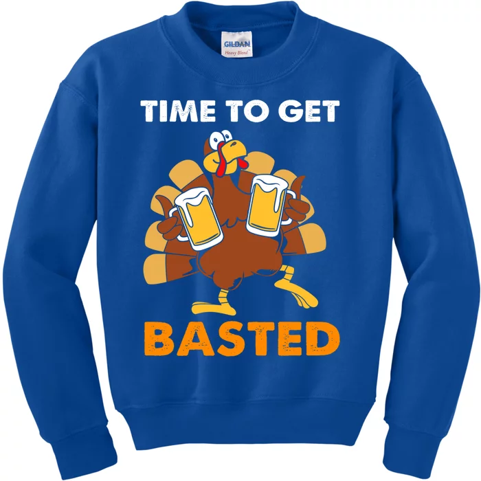 Thanksgiving Funny Turkey Time To Get Basted Great Gift Kids Sweatshirt