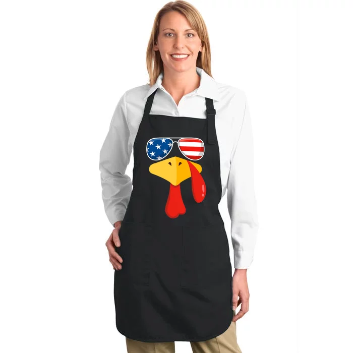 Turkey Face Thanksgiving Matching Outfit Family Gobble Funny Full-Length Apron With Pocket