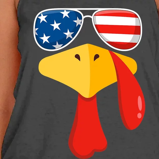 Turkey Face Thanksgiving Matching Outfit Family Gobble Funny Women's Knotted Racerback Tank