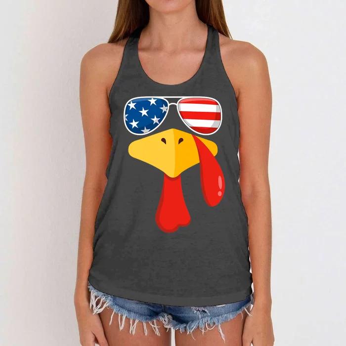 Turkey Face Thanksgiving Matching Outfit Family Gobble Funny Women's Knotted Racerback Tank