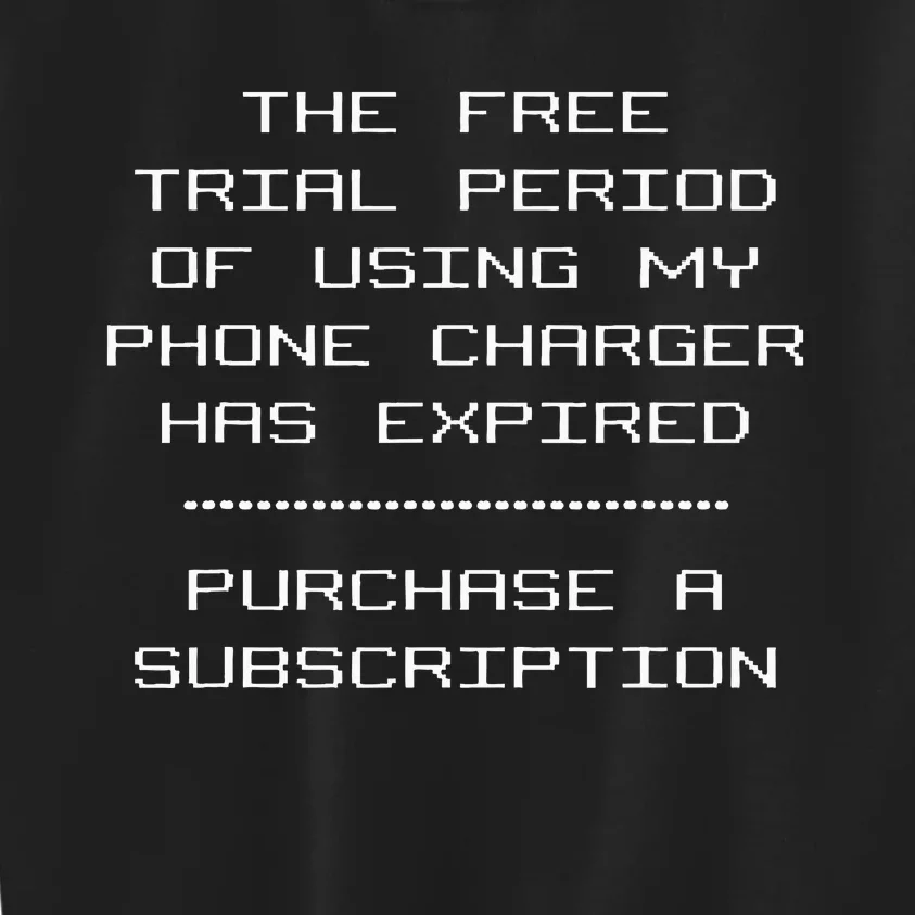 The Free Trial Period Of Using My Phone Charger Has Expired Kids Sweatshirt