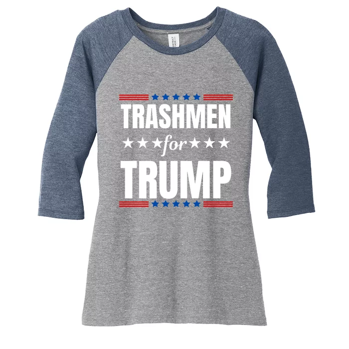 Trashmen For Trump 2024 Funny Election Garbage Garbageman Women's Tri-Blend 3/4-Sleeve Raglan Shirt