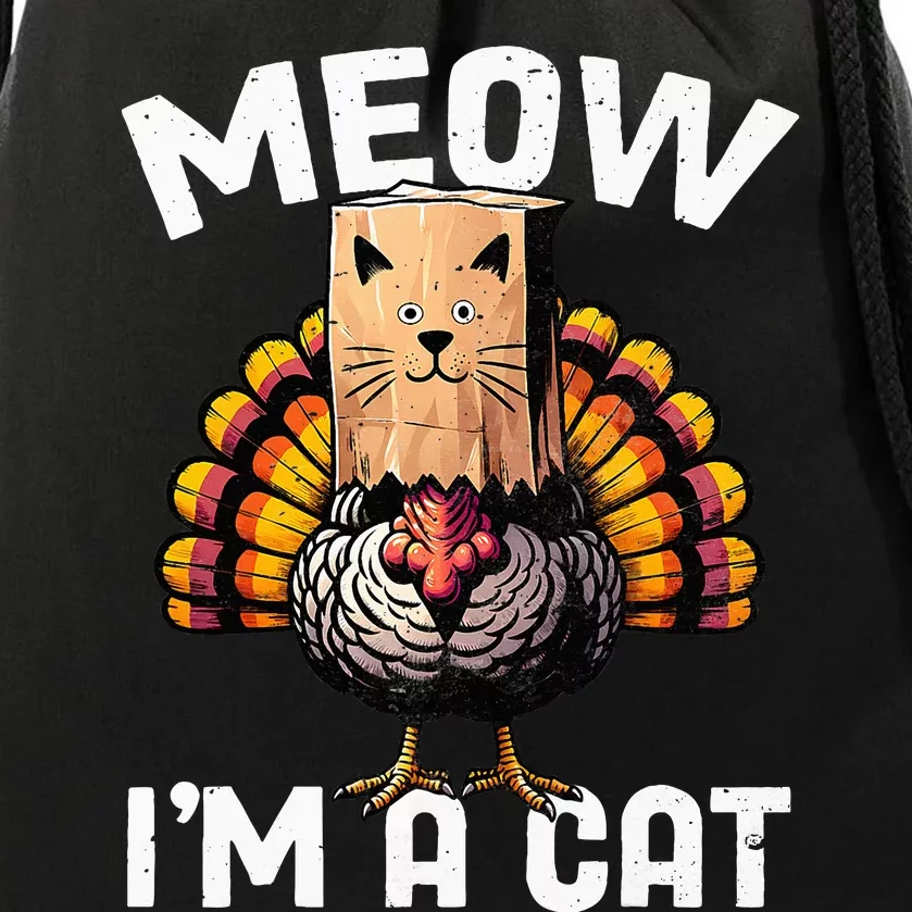 Thanksgiving Funny Turkey Fake Cat Disguise Fall Holiday Drawstring Bag