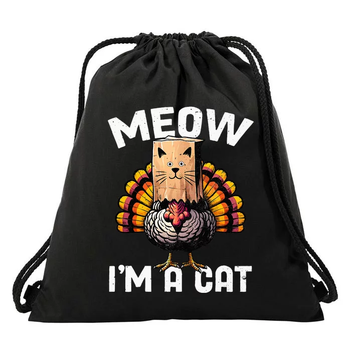 Thanksgiving Funny Turkey Fake Cat Disguise Fall Holiday Drawstring Bag