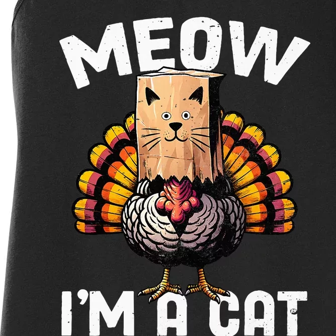 Thanksgiving Funny Turkey Fake Cat Disguise Fall Holiday Women's Racerback Tank