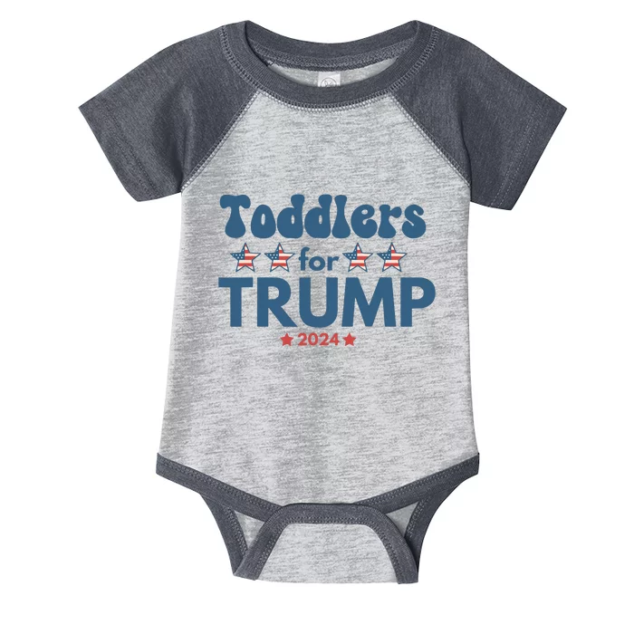 Toddle For Trump Trump 2024 Funny Trump Infant Baby Jersey Bodysuit