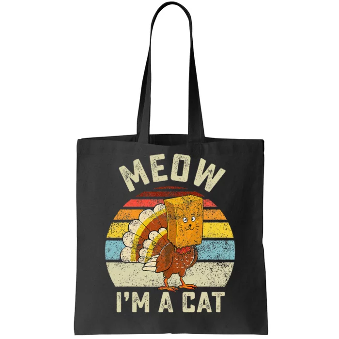 Thanksgiving Funny Turkey Fake Cat Retro Tote Bag