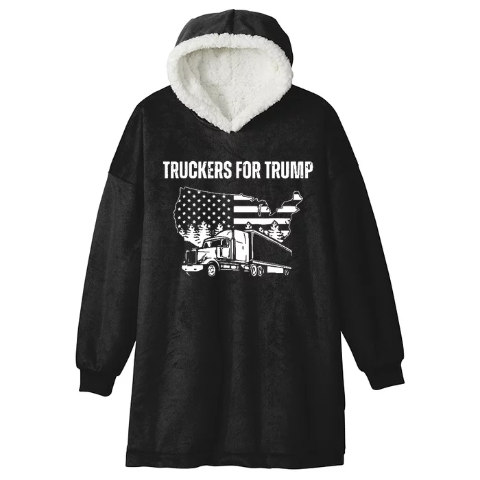 Truckers For Trump 2024 Vote Trump 2024 Hooded Wearable Blanket