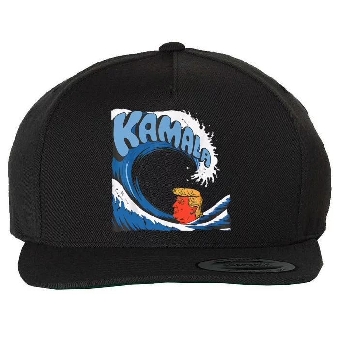 Trump Facing The Unstoppable Kamala Blue Wave Tsunami Wool Snapback Cap