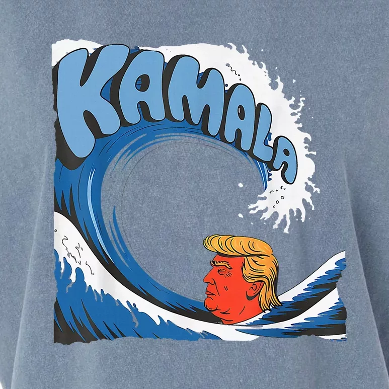 Trump Facing The Unstoppable Kamala Blue Wave Tsunami Garment-Dyed Women's Muscle Tee