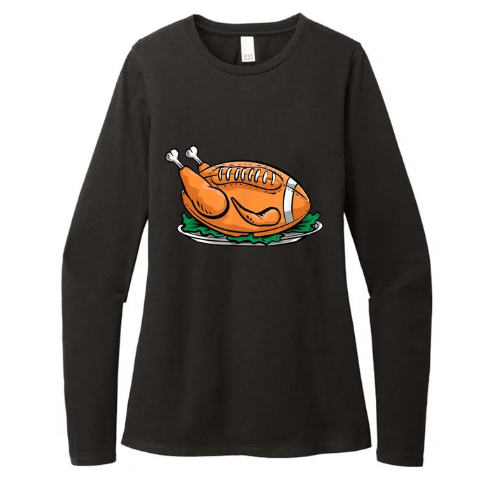 Turkey Football Thanksgiving Dinner Womens CVC Long Sleeve Shirt