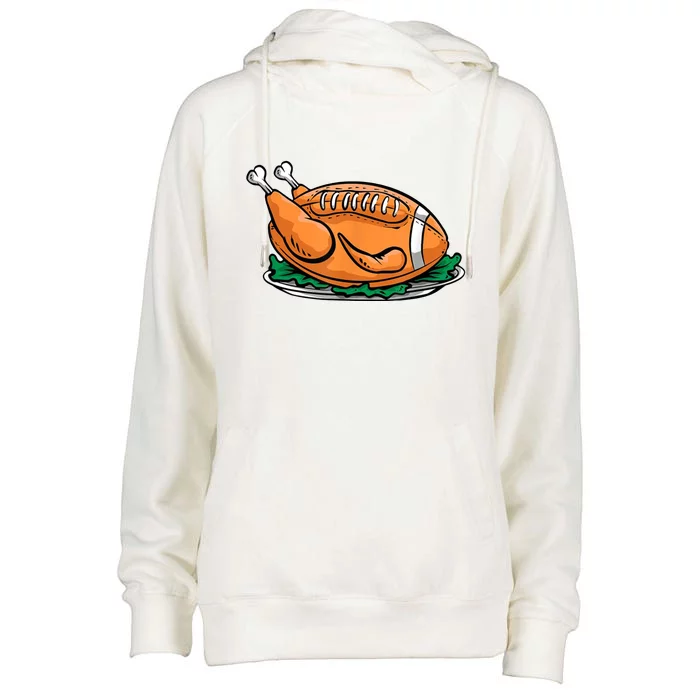 Turkey Football Thanksgiving Dinner Womens Funnel Neck Pullover Hood