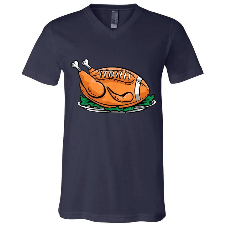 Turkey Football Thanksgiving Dinner V-Neck T-Shirt