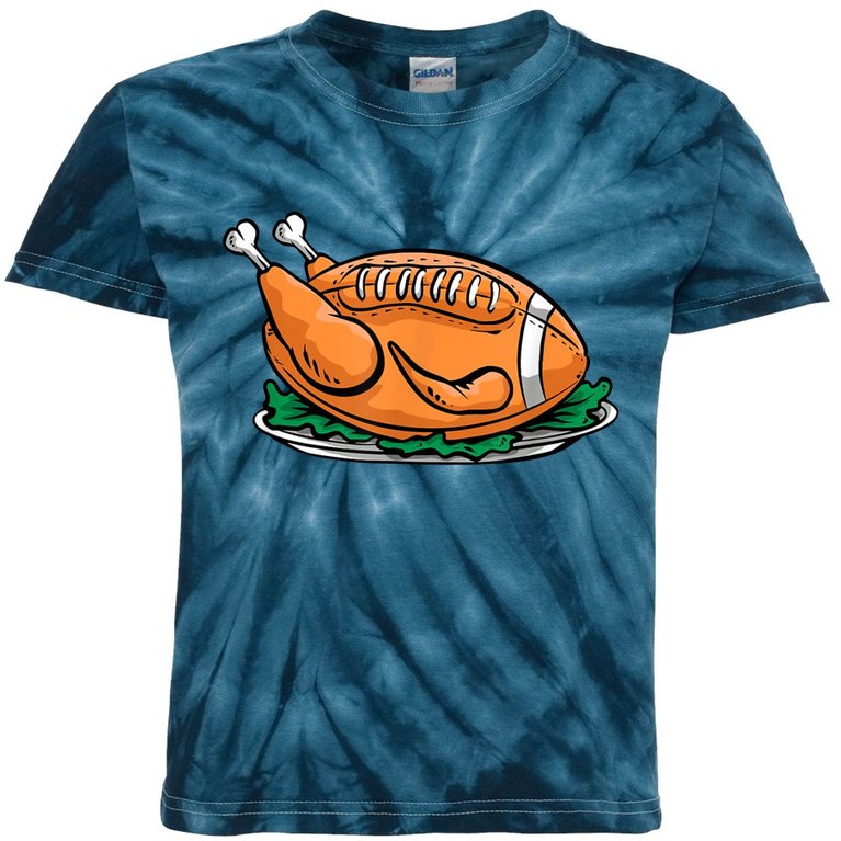 Turkey Football Thanksgiving Dinner Kids Tie-Dye T-Shirt