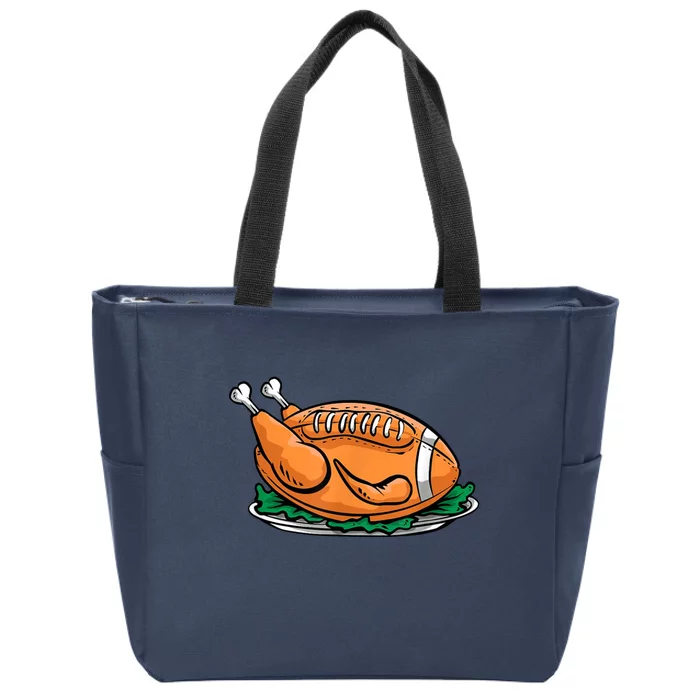 Turkey Football Thanksgiving Dinner Zip Tote Bag