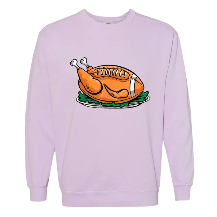 Turkey Football Thanksgiving Dinner Garment-Dyed Sweatshirt