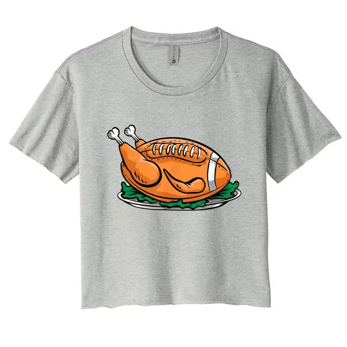 Turkey Football Thanksgiving Dinner Women's Crop Top Tee