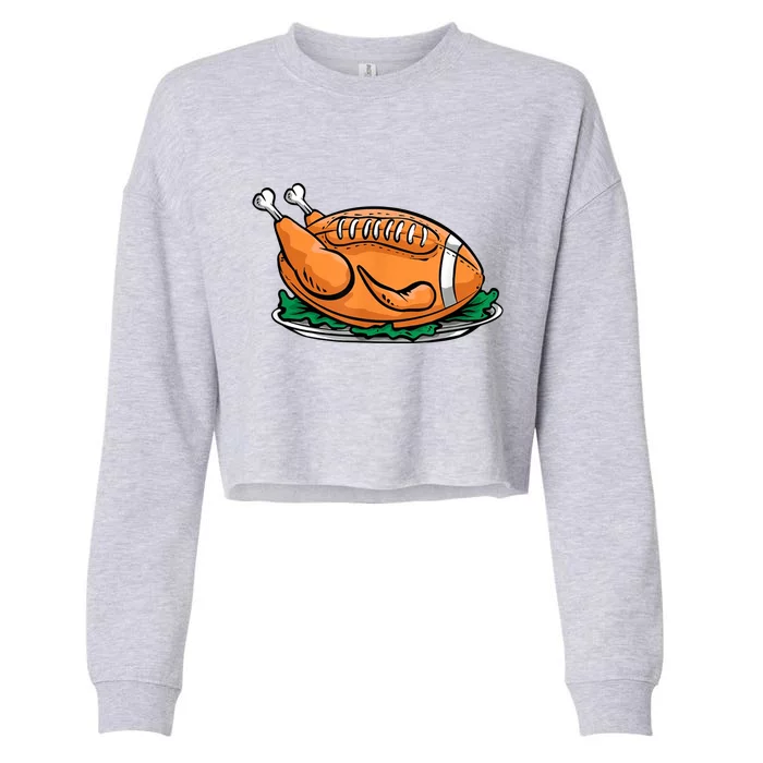 Turkey Football Thanksgiving Dinner Cropped Pullover Crew