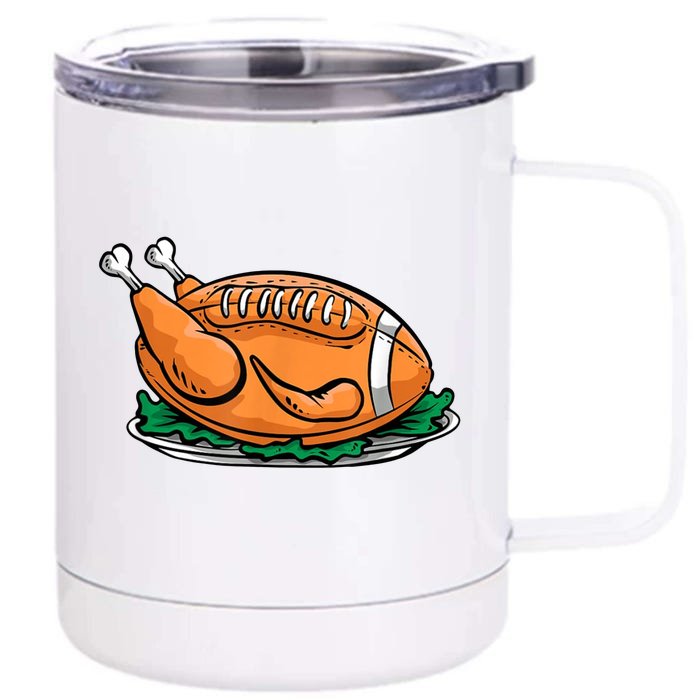 Turkey Football Thanksgiving Dinner Front & Back 12oz Stainless Steel Tumbler Cup