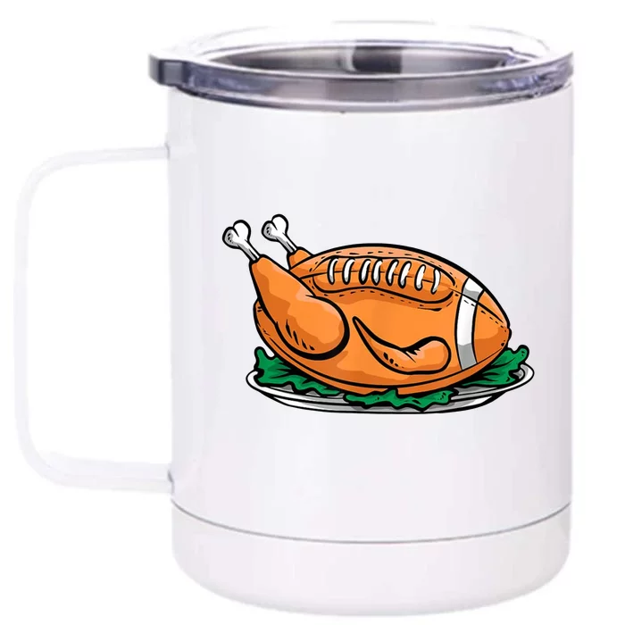 Turkey Football Thanksgiving Dinner Front & Back 12oz Stainless Steel Tumbler Cup