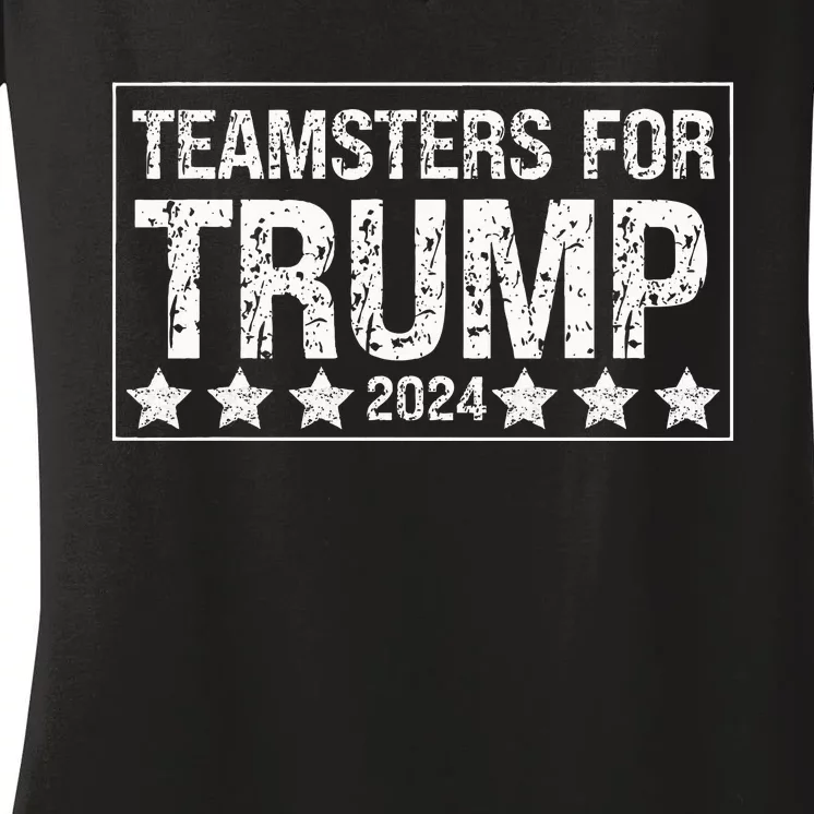 Teamsters For Trump 2024 Women's V-Neck T-Shirt