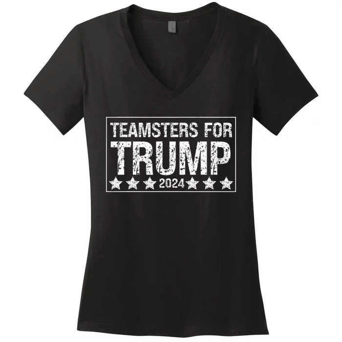 Teamsters For Trump 2024 Women's V-Neck T-Shirt