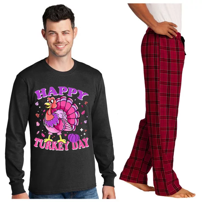 Thanksgiving Female Turkey Happy Turkey Day Long Sleeve Pajama Set