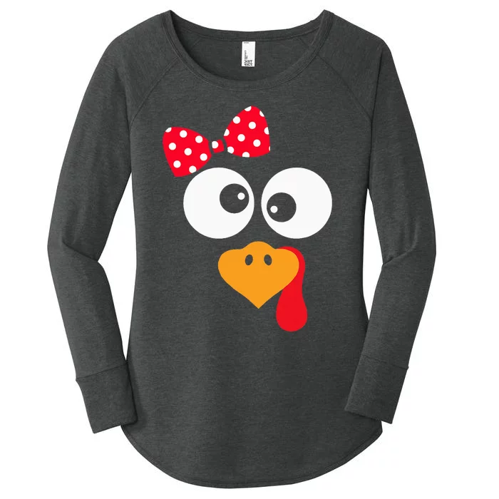 Thanksgiving Funny Turkey Face Costume Women's Perfect Tri Tunic Long Sleeve Shirt