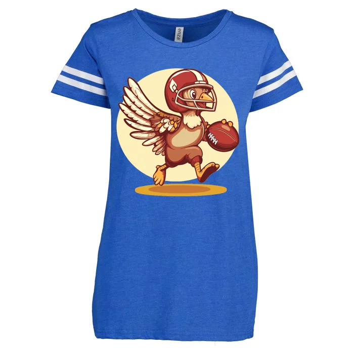 Thanksgiving Football Turkey Graphic Enza Ladies Jersey Football T-Shirt