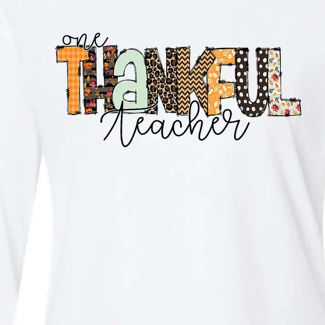 Thanksgiving For Teacher Halloween One Thankful Teacher Womens Cotton Relaxed Long Sleeve T-Shirt