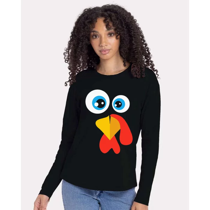 Thanksgivingturkey Face Womens Cotton Relaxed Long Sleeve T-Shirt