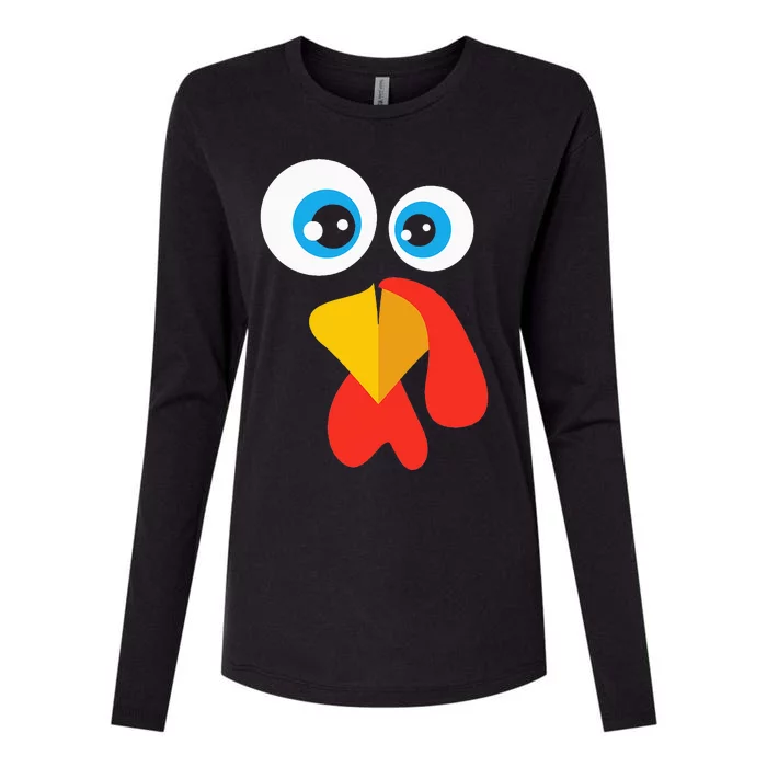 Thanksgivingturkey Face Womens Cotton Relaxed Long Sleeve T-Shirt