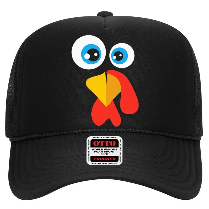 Thanksgivingturkey Face High Crown Mesh Trucker Hat