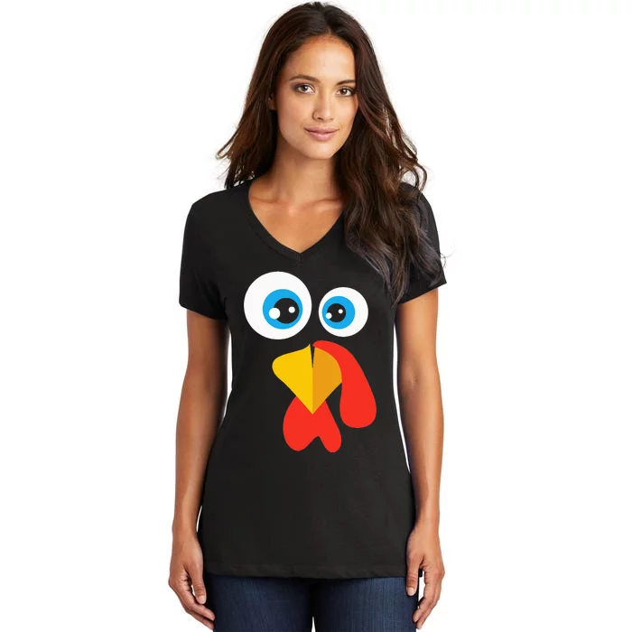 Thanksgivingturkey Face Women's V-Neck T-Shirt