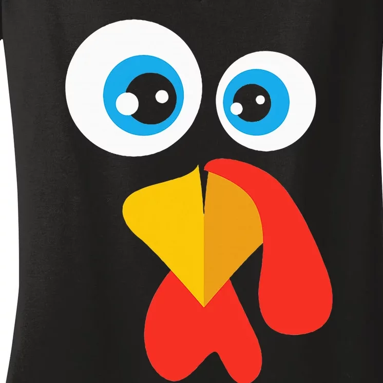 Thanksgivingturkey Face Women's V-Neck T-Shirt