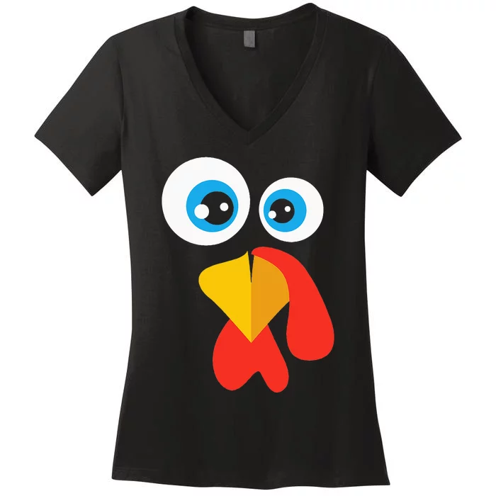 Thanksgivingturkey Face Women's V-Neck T-Shirt