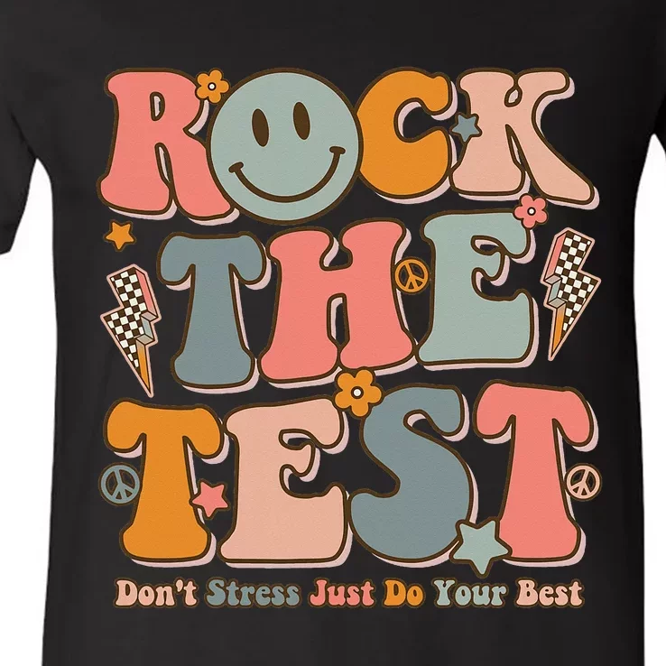 Testing For Teachers Test Day Teacher Rock The Test V-Neck T-Shirt