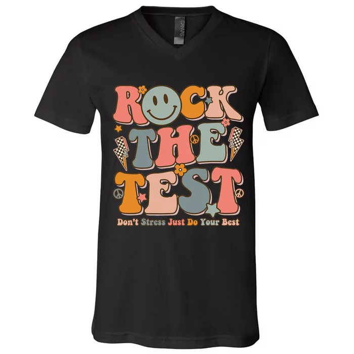 Testing For Teachers Test Day Teacher Rock The Test V-Neck T-Shirt