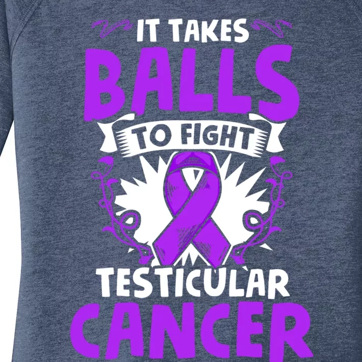 To Fight Testicular Cancer Awareness Testicle Cancer Great Gift Women's Perfect Tri Tunic Long Sleeve Shirt