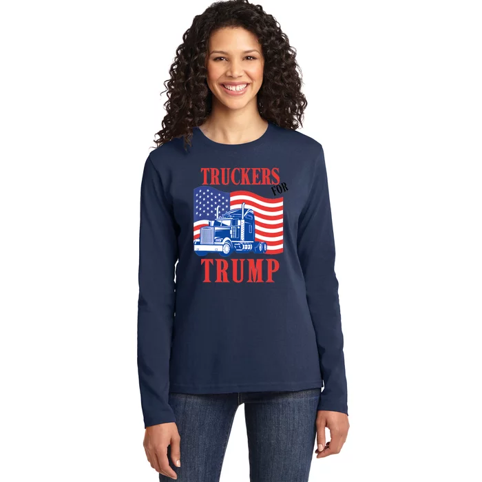 Truckers For Trump Ladies Long Sleeve Shirt