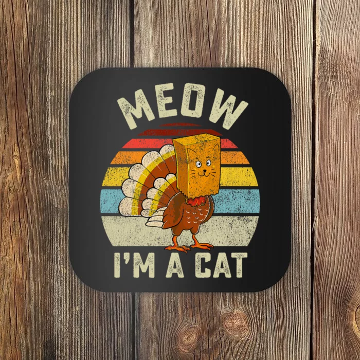 Thanksgiving Funny Turkey Fake Cat Retro Coaster