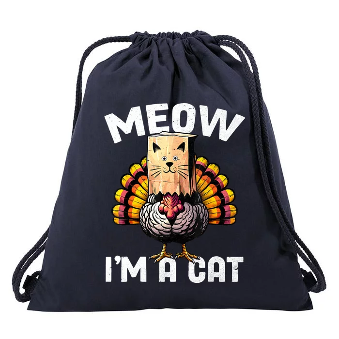 Thanksgiving Funny Turkey Fake Cat Disguise Fall Holiday Drawstring Bag