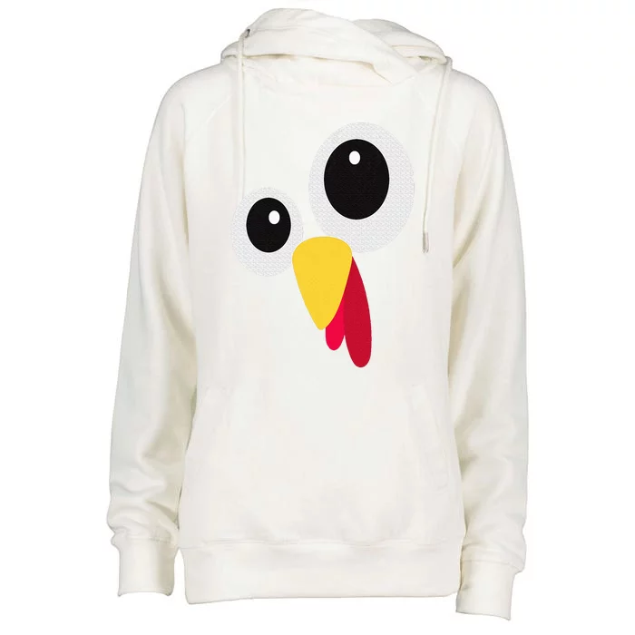 Thanksgiving Funny Turkey Face Matching Costume Womens Funnel Neck Pullover Hood