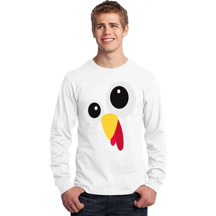 Thanksgiving Funny Turkey Face Matching Costume Long Sleeve Shirt