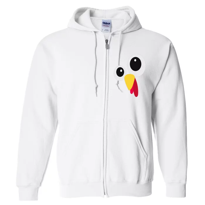 Thanksgiving Funny Turkey Face Matching Costume Full Zip Hoodie