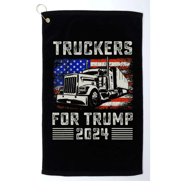 Truckers For Trump American Flag Trump 2024 Vintage Platinum Collection Golf Towel